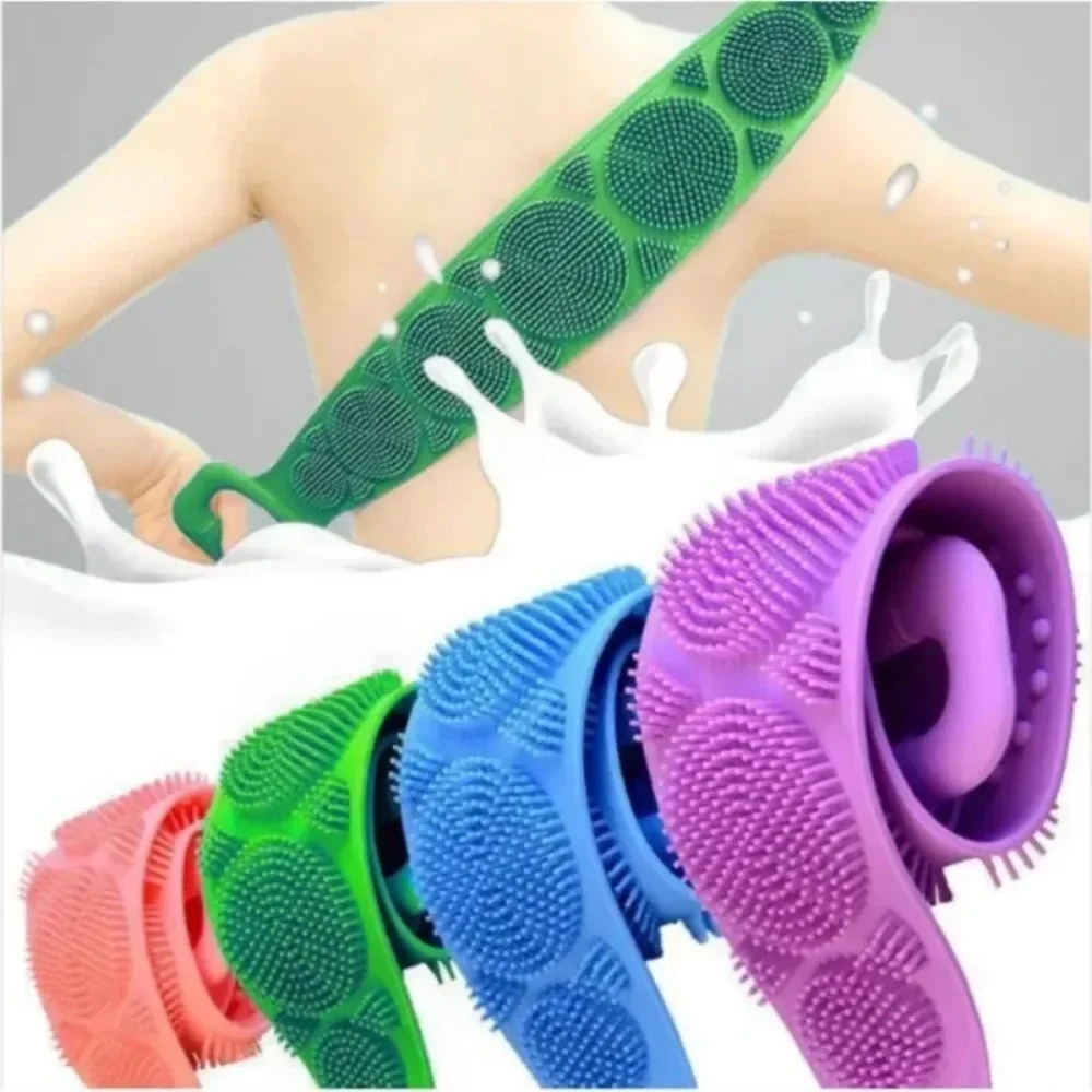 Dry Brush Body - Zachte siliconen doucheborstelriem Dubbelzijdig exfoliërende lichaamsscrubspons