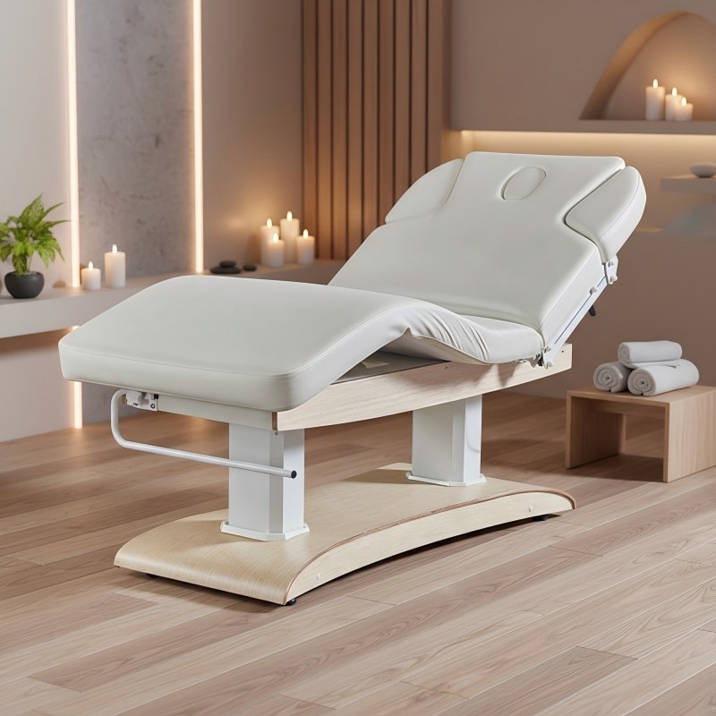 Spa And Wellness Center - Op maat gemaakte massagetafel met houtnerfstructuur,